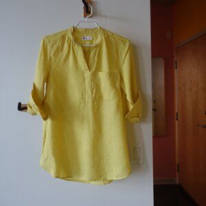 Gap yellow linen popover shirt XS 0 2